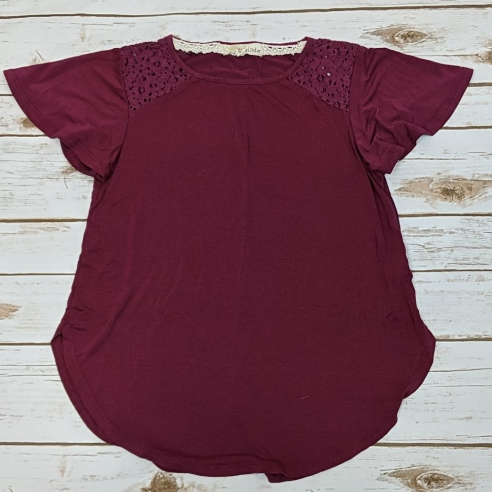 Rewind Maroon Flutter Sleeve Shirt XS
